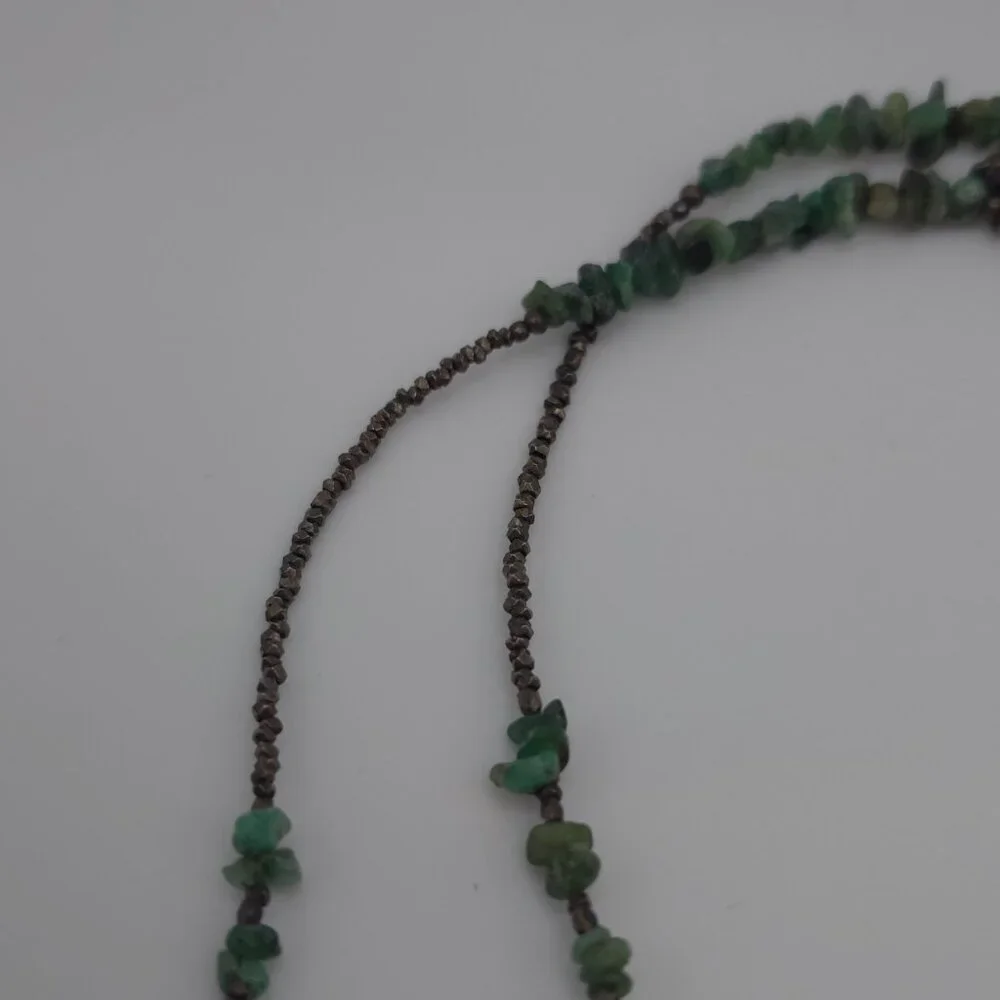 60 Inch 925 Sterling Silver Chrysoprase And Nephrite Long Necklace B6 - Picture 3 of 7